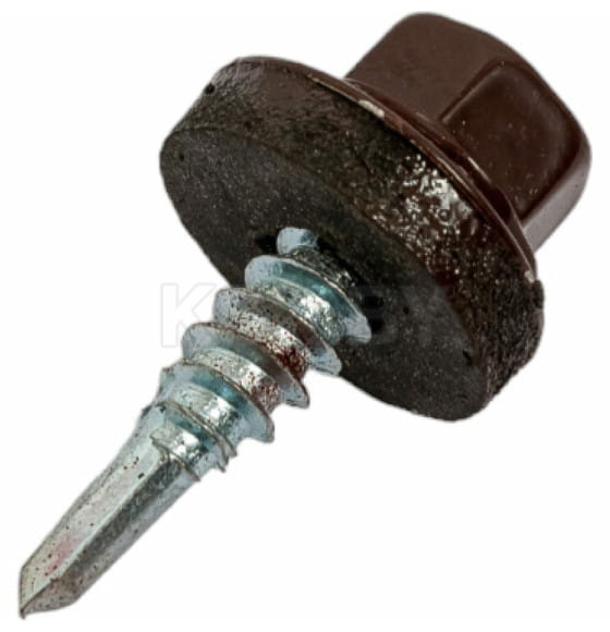 Саморез кровельный 5,5х19 PT3. RAL 8017 (темно-коричневый), в пласт. контейнере (упак/50шт) (B009341) 