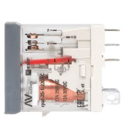 Реле промежуточное с кнопкой и мех. Индикацией RPAt 25/1 12A 230В AC EKF AVERES