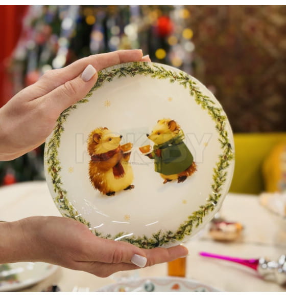 Тарелка десертная круглая "Новогодние зверята" 19 см (10872413) 