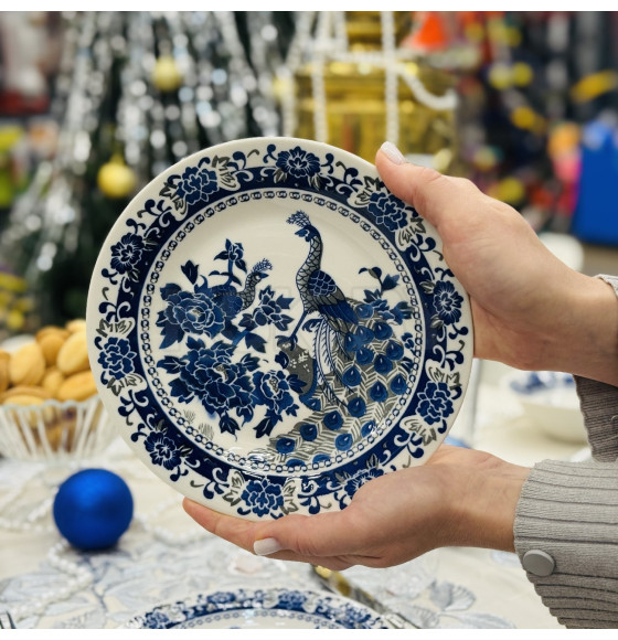 Тарелка десертная "Павлин" 20 см, 8" тгк8-1370 гладкий край фарфор Lavenir (00104167) 