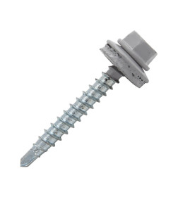 Саморез кровельный с резиновой прокладкой 4.8х29, сверло PT1, RAL 7004 (серый)  STARFIX (упак 200шт)