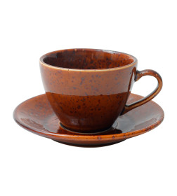 Набор чайный OPALUS фарфор каштановый кружка 200мл + блюдце