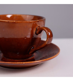 Набор чайный OPALUS фарфор каштановый кружка 200мл + блюдце