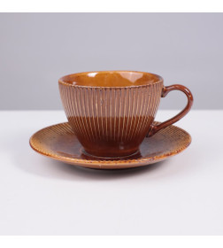 Набор чайный AURORA фарфор каштановый 200мл + блюдце