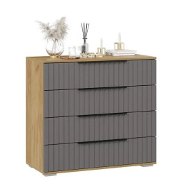 Комод (Дуб Крафт золотой/Графит матовый) Хилтон 