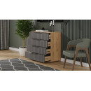 Комод (Дуб Крафт золотой/Графит матовый) Хилтон  (225514) 