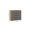 Комод (Дуб Крафт золотой/Графит матовый) Хилтон  (225514) 