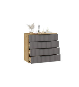 Комод (Дуб Крафт золотой/Графит матовый) Хилтон 