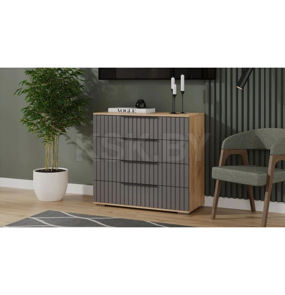 Комод (Дуб Крафт золотой/Графит матовый) Хилтон  (225514) 