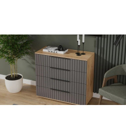 Комод (Дуб Крафт золотой/Графит матовый) Хилтон 