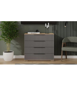 Комод (Дуб Крафт золотой/Графит матовый) Хилтон 