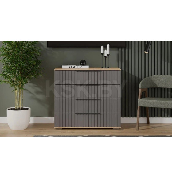 Комод (Дуб Крафт золотой/Графит матовый) Хилтон  (225514) 