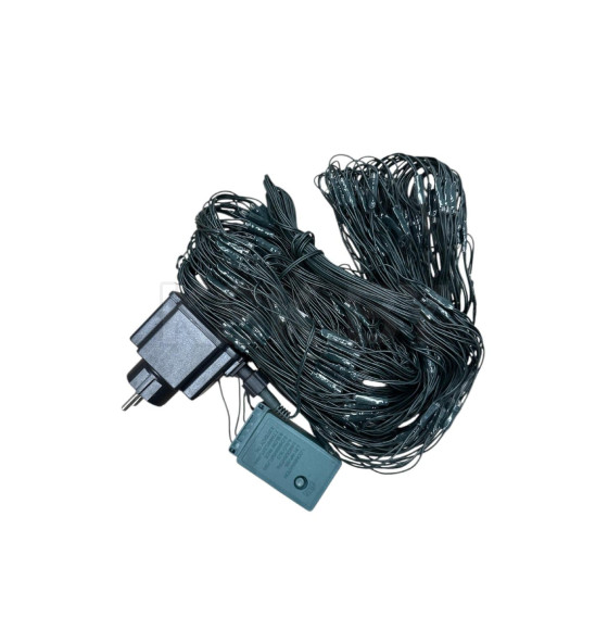 Гирлянда светодиодная "Сетка" 2х2м 384л с контроллером, теплый белый, зеленый провод (051243) 