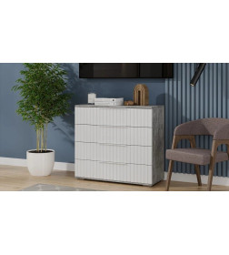 Комод (Ателье светлый/Белый матовый) Хилтон