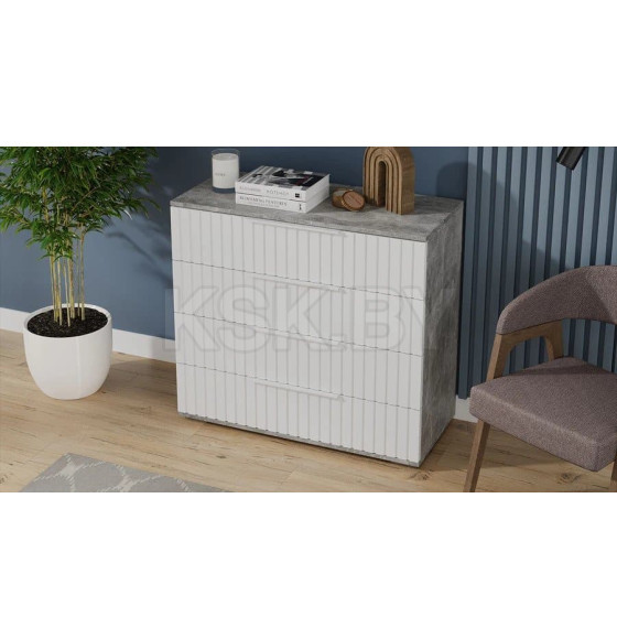 Комод (Ателье светлый/Белый матовый) Хилтон (225513) 