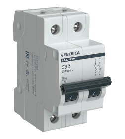 Выключатель автоматический ВА47-29М 2P 32А 4,5кА C GENERICA MVA21-2-032-C-G