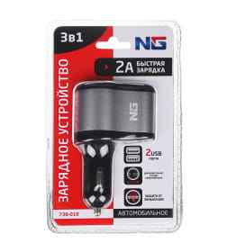 Устройство зарядное в авто, USB QC 3.0+PD, 5В/3.1А, пластик, ЕРМАК