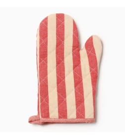 Кухонный набор "Полоса" бежевый/красный (варежка 28х17см, прихватка 17х17 ) 50% п/э 50% хлопок Доляна