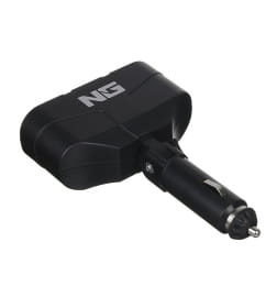 Разветвитель прикуривателя, 2 выхода +2 USB, 60 W, 2.1А, 12/24В,  пластик, NG 