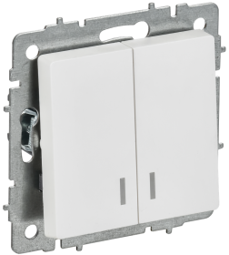 Выключатель 2-клавишный с индикацией 10А ВС10-2-1-БрАБ IEK арктический белый