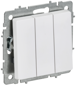 Выключатель 3-клавишный 10А ВС10-3-0-БрАБ IEK арктический белый
