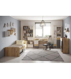 Шкаф МЦН Дуб золотистый-Белый-Графит Лойс 82 