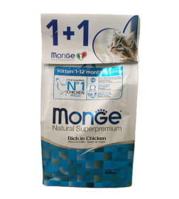 1+1 MONGE NATURAL SUPERPREMIUM KITTEN Полнорационный сухой корм из мяса курицы для котят, 400 г