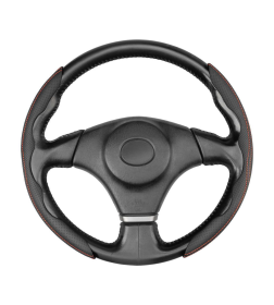 Накладки на руль экокожа SKYWAY Design Черные, красная стр. компл. 2шт.