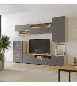 Шкаф настенный для книг "Скайлайн" (Дуб сонома светлый/Графит)