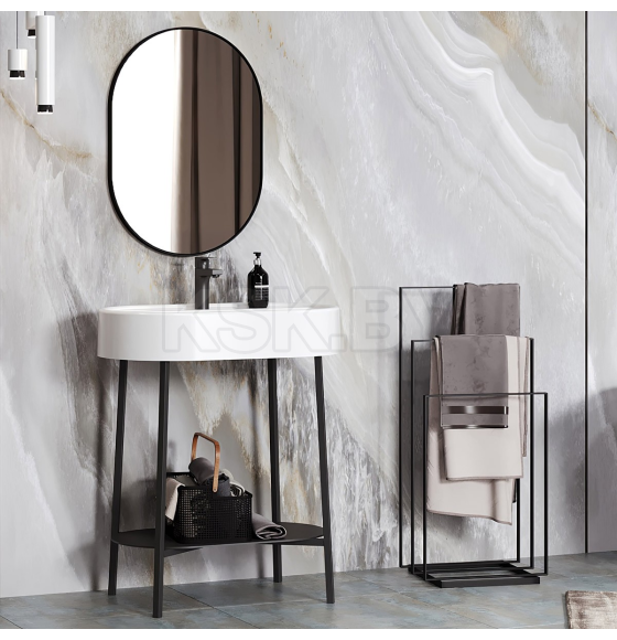 Тумба под умывальник Belux Эвора Н 75 М, Черный матовый