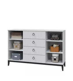 Комод 2 дв. 4 ящ. (белое сияние/белый снег) Спальный гарнитур "Шарлиз"