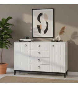 Комод 2 дв. 4 ящ. (белое сияние/белый снег) Спальный гарнитур "Шарлиз"