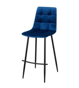 Стул "Чили барный" каркас Муар черный, велюр (Velutto 25, темно- синий), СРП-054