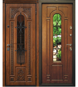 Дверь входная "Лацио" Дуб золотой,черная патина  (правая)  880х2060 мм