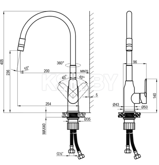 Смеситель для кухни Decoroom, DR29024GM (DR29024GM) 