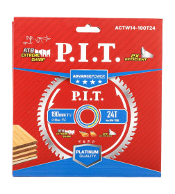Диск пильный по дереву P.I.T. ADVANCE 190x30x1,4 мм, 24T Carbide, зуб ATB 15°
