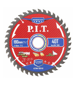 Диск пильный по дереву P.I.T. ADVANCE 190x30x1,4 мм, 40T Carbide, зуб ATB 15°