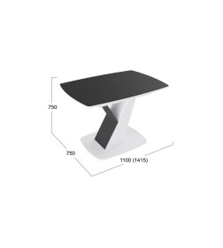 Стол обеденный Тип 1 (Белый/Стекло матовое черный графит) Гарда