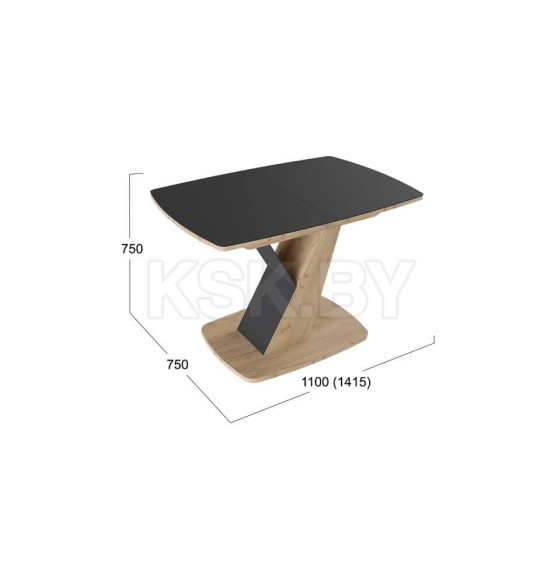 Стол обеденный Тип 1 (Дуб крафт золотой/Стекло матовое черный графит) Гарда  (196707) 