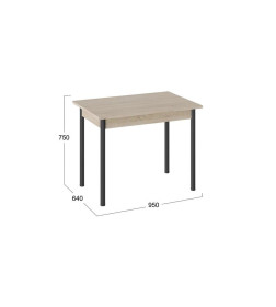 Стол с опорой d40 (Черный муар/Дуб Сонома) Родос Тип 1