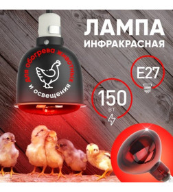 Инфракрасная лампа для обогрева животных и освещения 150 Вт ЭРА ИКЗК 230-150 R127
