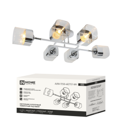 Светильник потолочный поворотный AURA TESO-6E27ST-WH 6хЕ27 прозрачные плафоны, белый корпус IN HOME