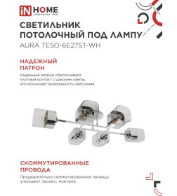 Светильник потолочный поворотный AURA TESO-6E27ST-WH 6хЕ27 прозрачные плафоны, белый корпус IN HOME