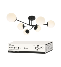 Светильник потолочный под лампу AURORA EASY-6G9-BL 6хG9 матовые плафоны, черный корпус IN HOME