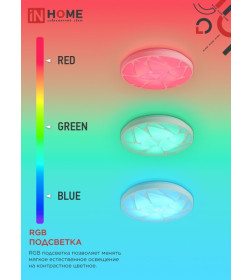 Светильник светодиодный COMFORT SHELL-RGB 125Вт 230В 3000-6500K 10000Лм 500x80мм с пультом ДУ IN HOME