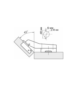 Петля угловая 45 градусов с доводчиком Clip-on Starfix 