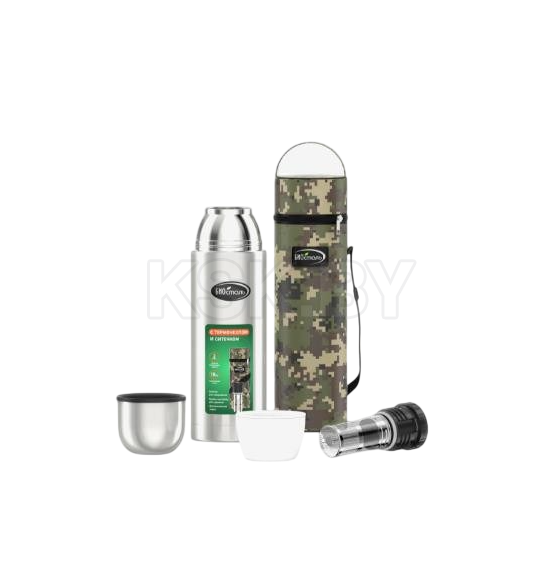 Термос БИОСТАЛЬ-ОХОТА NBP-Z 1,0 л ситечко, термочехол