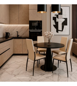 Стул DENVER, экокожа, бежевый TP12/черный