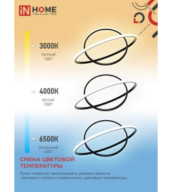 Светильник светодиодный ESTETIKA RING-95RC-2BL 95Вт 230В 3000-6500K 600/400 1.2м трос пульт ДУ черный IN HOME