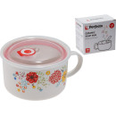 Кружка для супа с крышкой с паровыпуском, 850 мл, керамическая, FLOWERS-2, PERFECTO LINEA (17-902177) 
